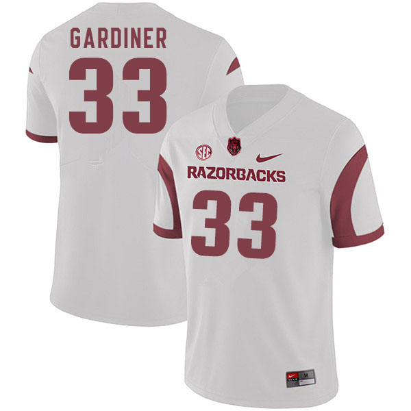 Men #33 Karch Gardiner Arkansas Razorbacks College Football Jerseys Sale-White
